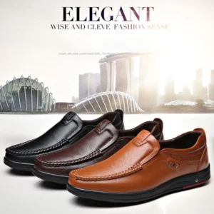 Genuine leather orthopedic moccasins for men 00504