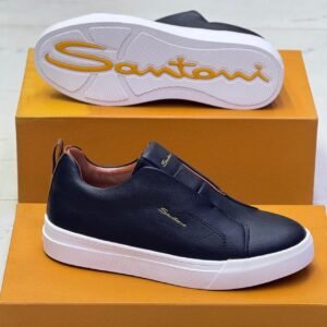New Hot Trendy Santon Quality Grain Leather Slip on Sneakers 00502