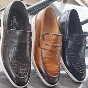 New French Designer Fashion Croc-Embossed Othopedic Leather Slip-On Loafers 00524